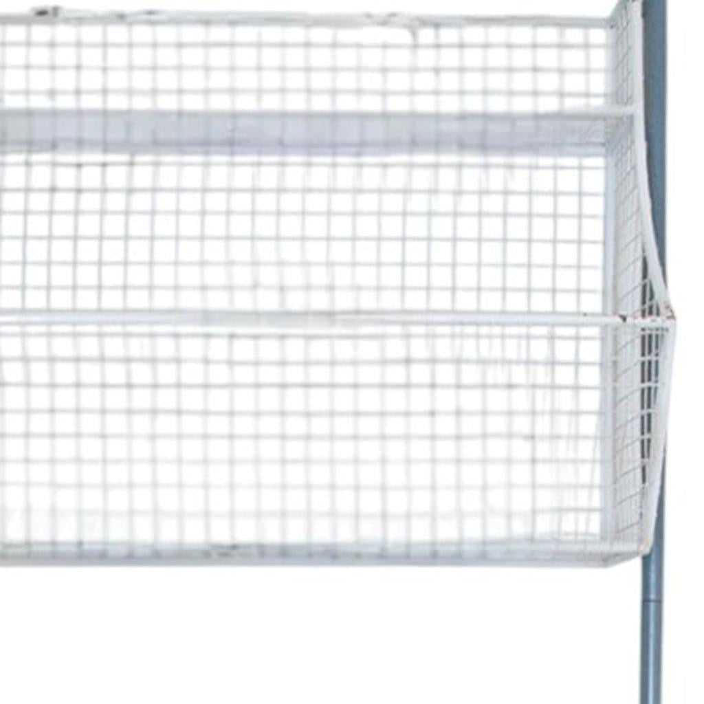 24" White And Gray Metal Baskets Wall Mounted Cubby Shelf-2