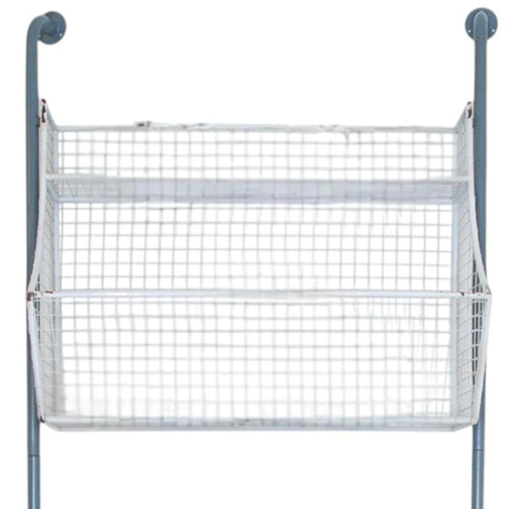 24" White And Gray Metal Baskets Wall Mounted Cubby Shelf-3
