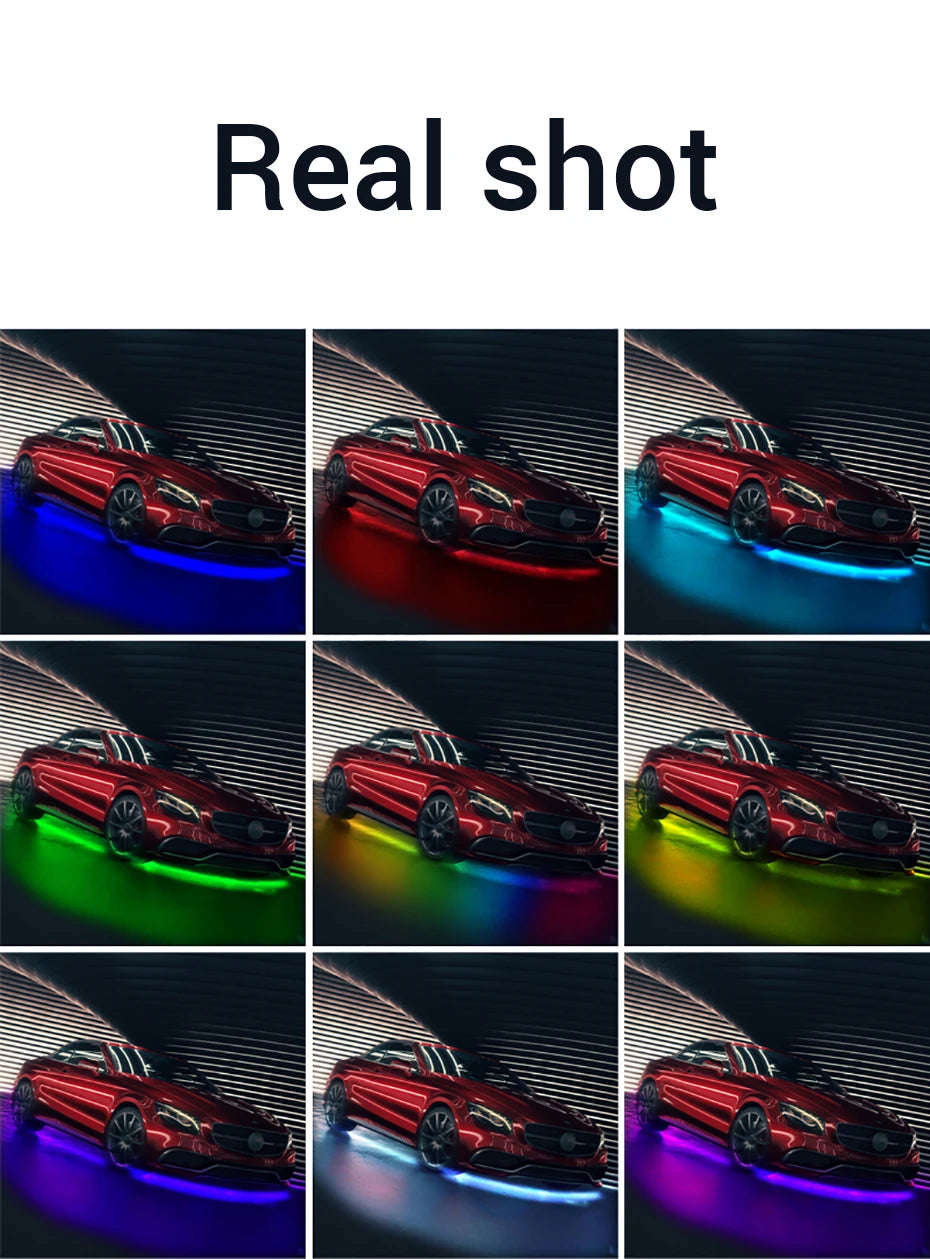 Sound-Reactive LED Car Underglow Lights – Color-Changing, With Remote & App Control
