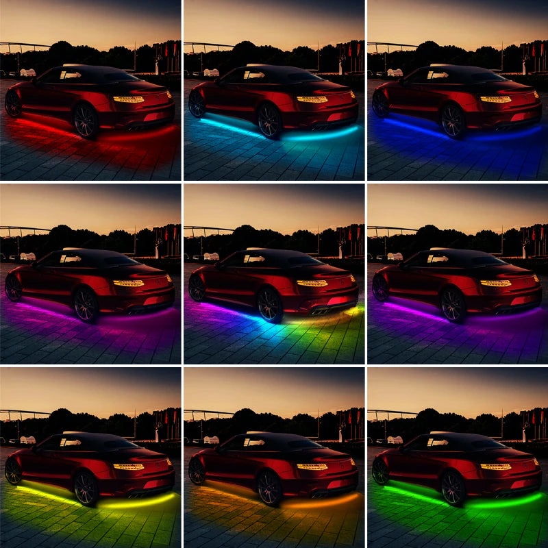 Sound-Reactive LED Car Underglow Lights – Color-Changing, With Remote & App Control