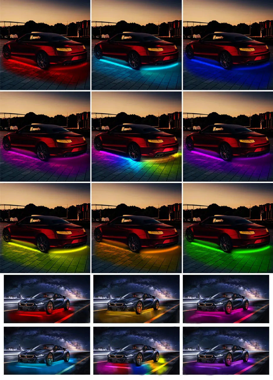 Sound-Reactive LED Car Underglow Lights – Color-Changing, With Remote & App Control