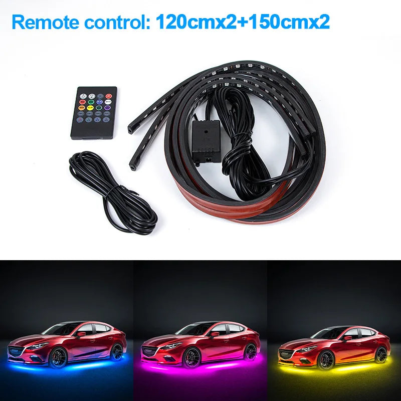 Sound-Reactive LED Car Underglow Lights – Color-Changing, With Remote & App Control
