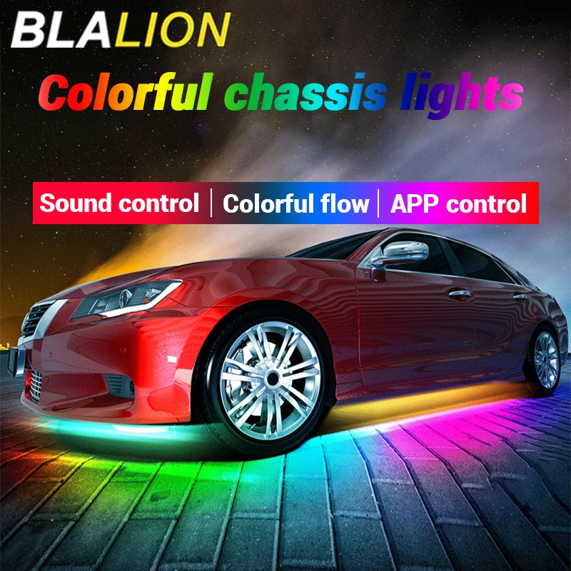 Sound-Reactive LED Car Underglow Lights – Color-Changing, With Remote & App Control
