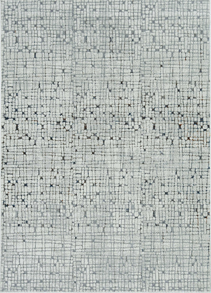 7' Gray And Black Abstract Area Rug-1