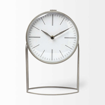 12" Gray Metal Table Clock-2