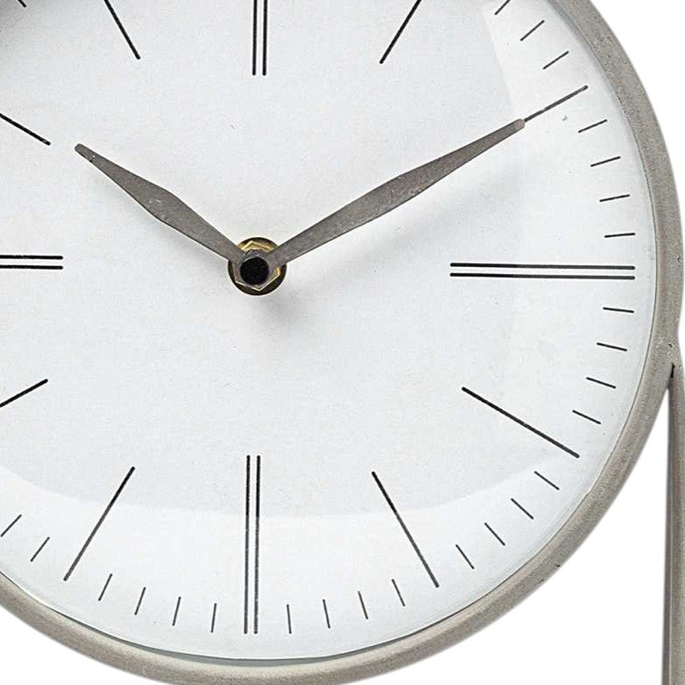 12" Gray Metal Table Clock-6