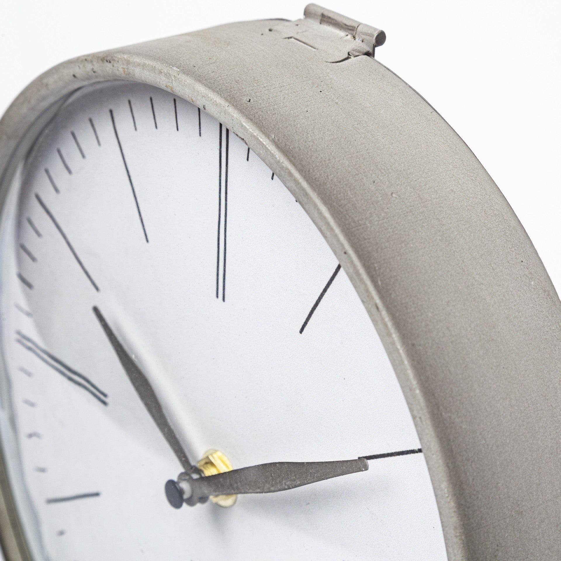 12" Gray Metal Table Clock-5