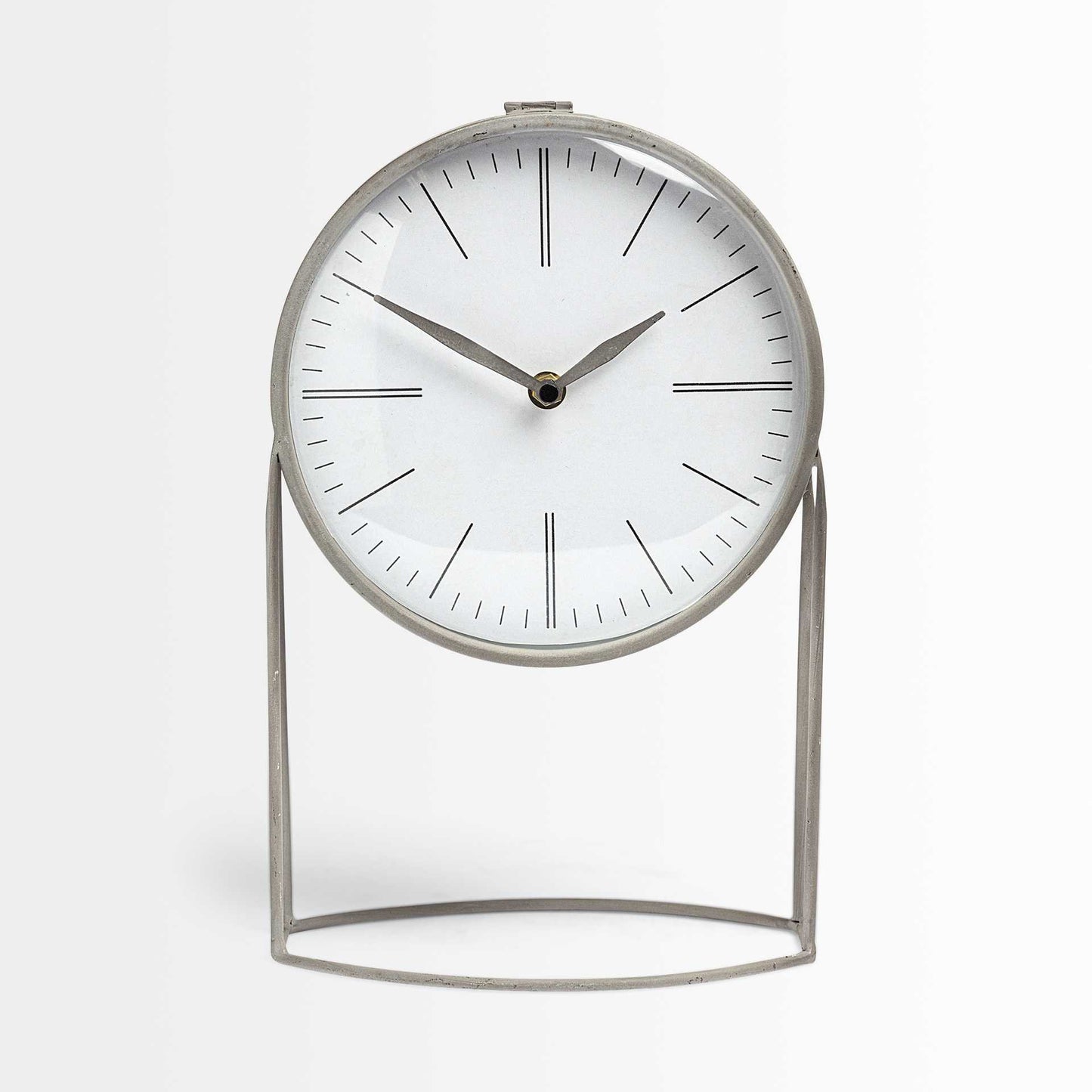 12" Gray Metal Table Clock-3