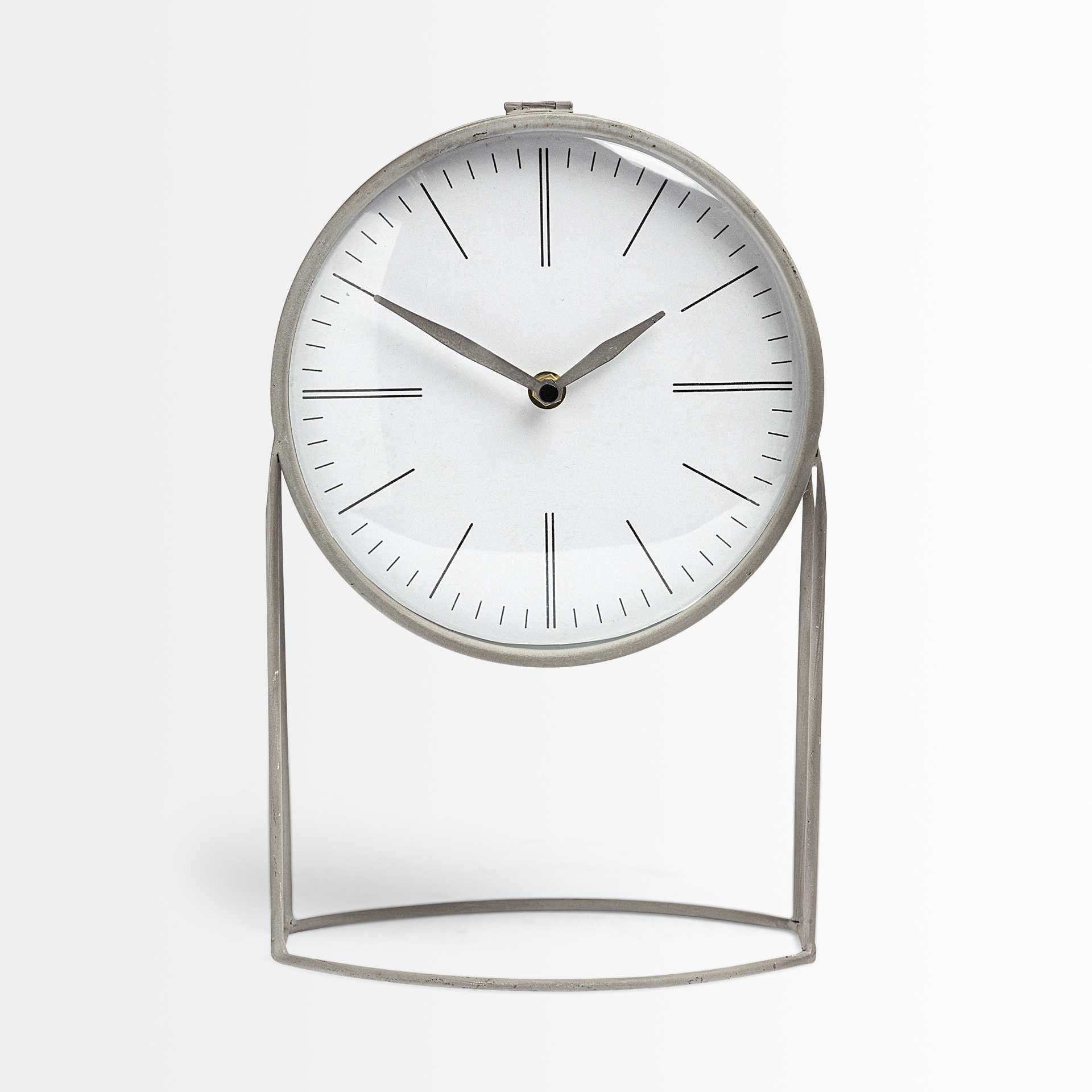 12" Gray Metal Table Clock-3