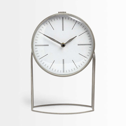 12" Gray Metal Table Clock-3