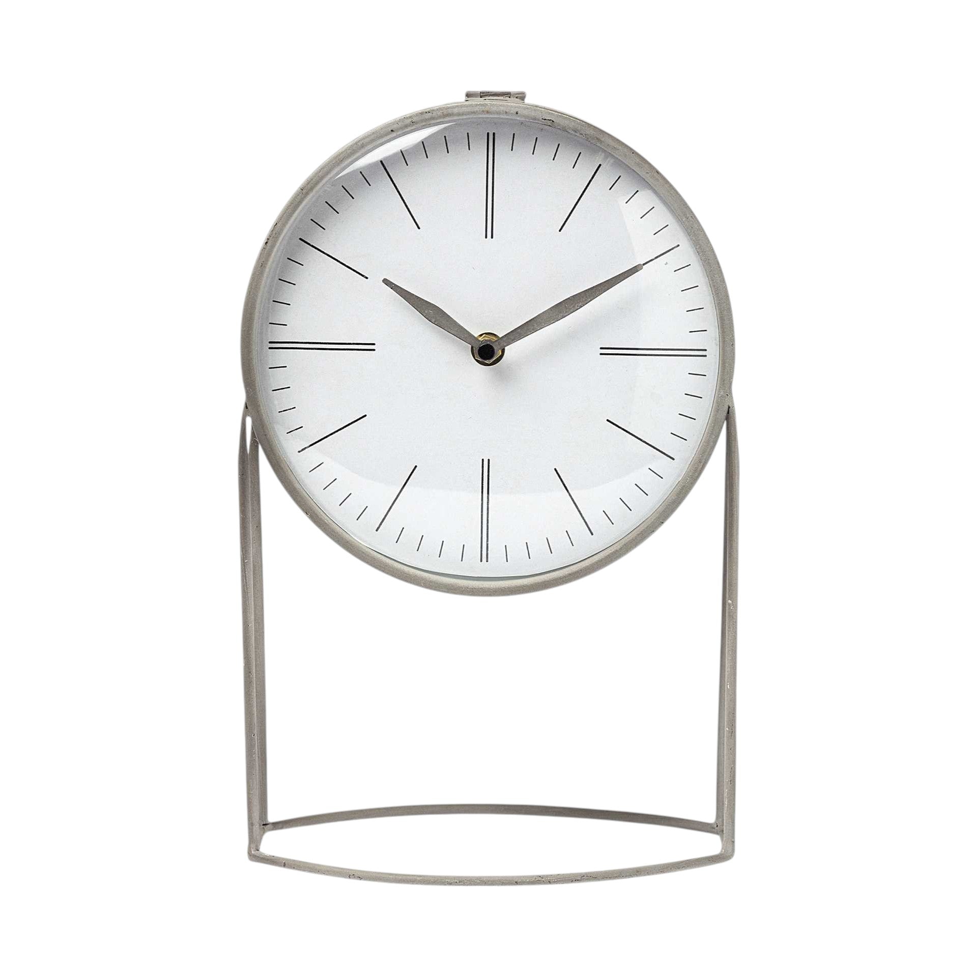 12" Gray Metal Table Clock-1
