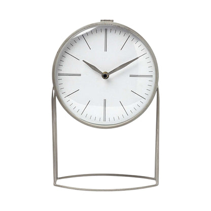 12" Gray Metal Table Clock-1