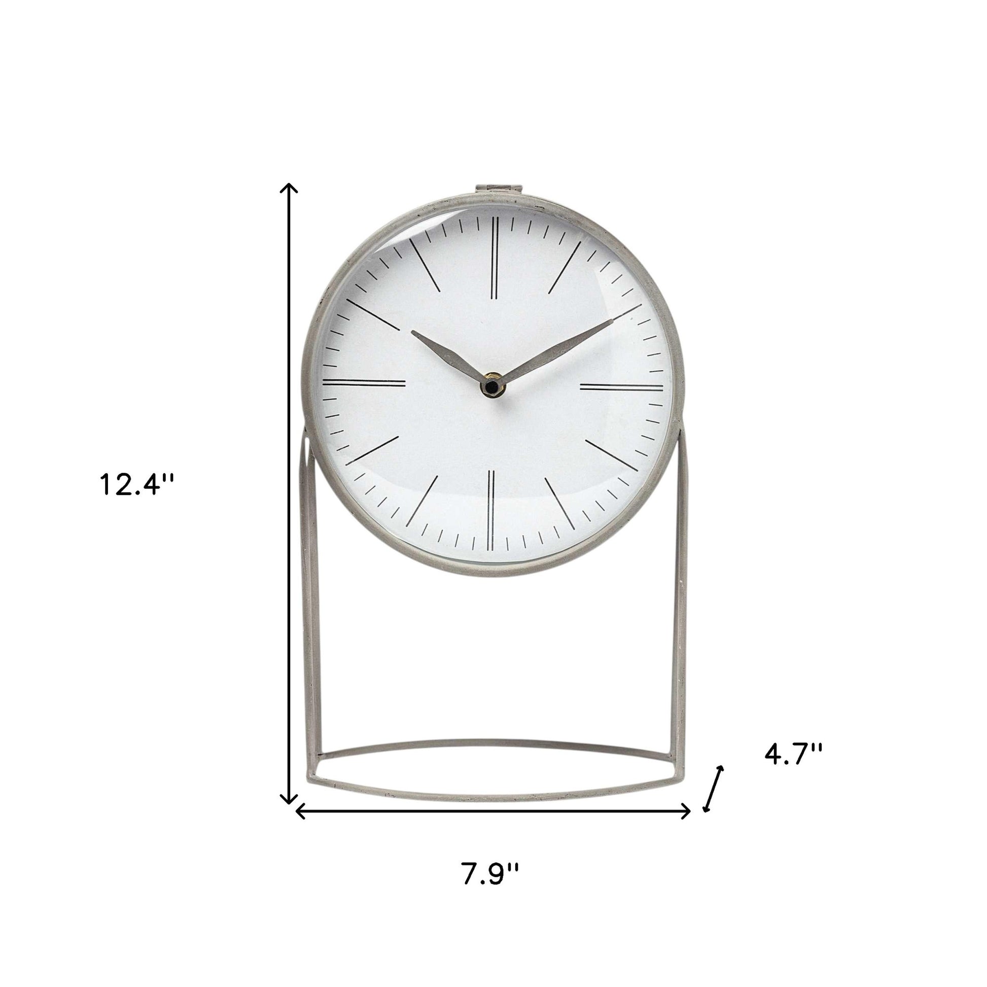 12" Gray Metal Table Clock-7