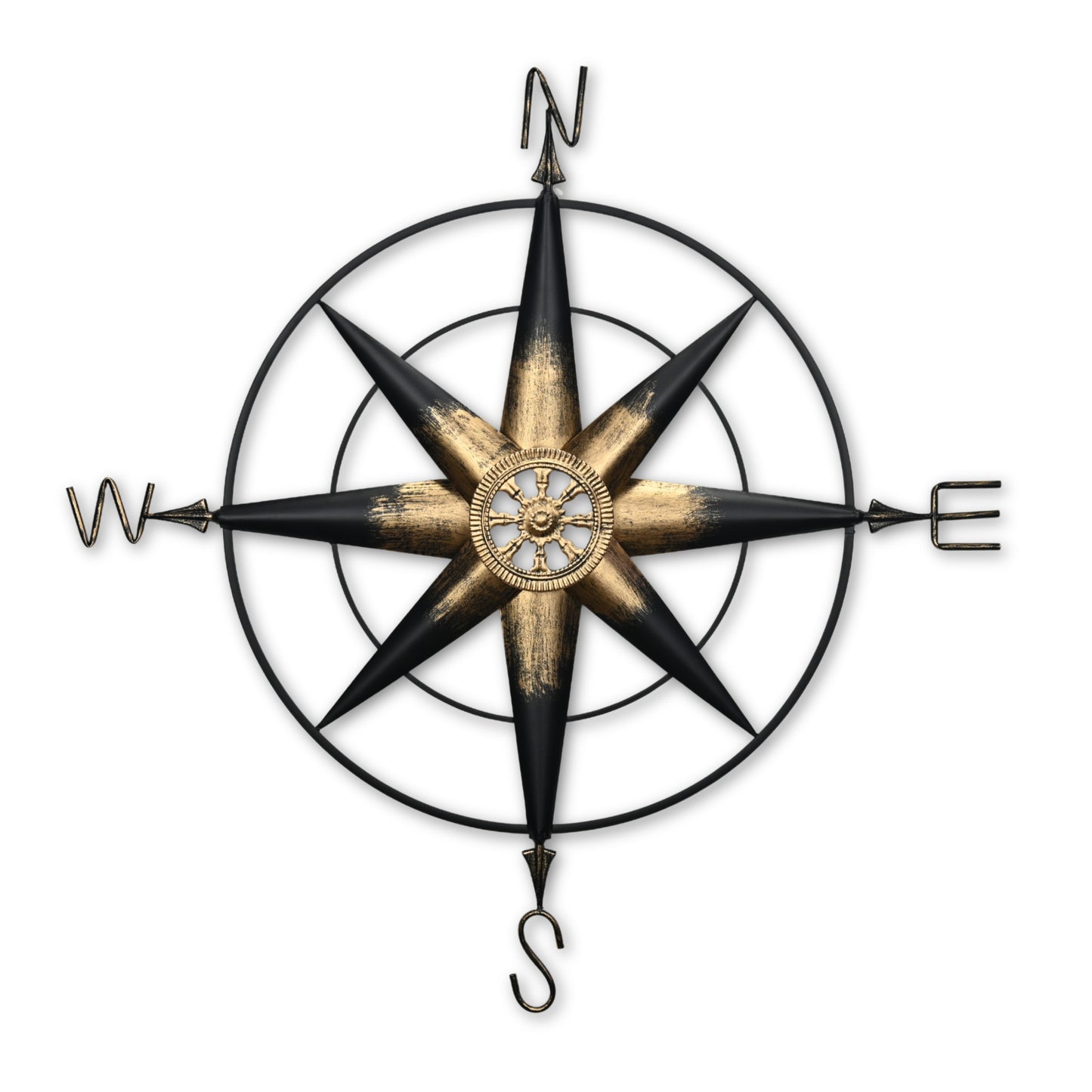 39" Black Rustic Compass Metal Wall Decor-1
