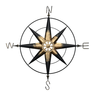 39" Black Rustic Compass Metal Wall Decor-6