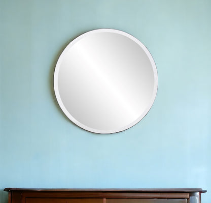 28" Gray Round Unframed Accent Mirror-0