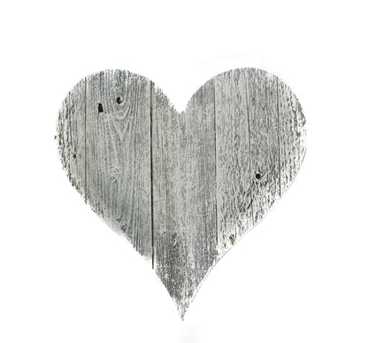 24" Whitewash Reclaimed Wood Heart Wall Decor-2