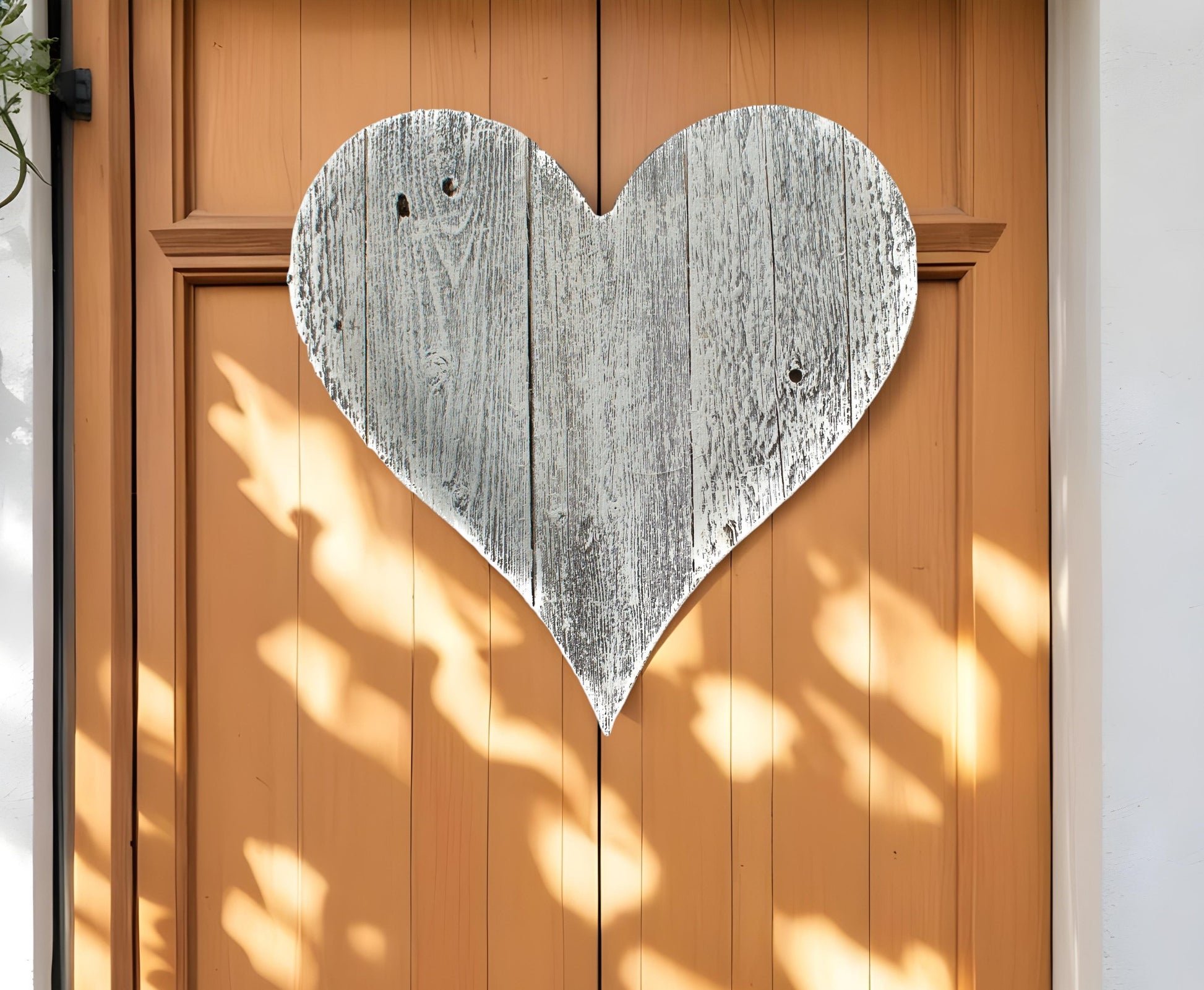 24" Whitewash Reclaimed Wood Heart Wall Decor-0