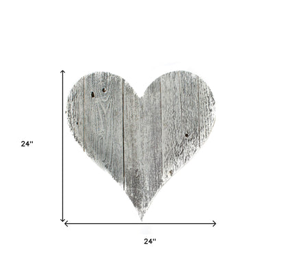 24" Whitewash Reclaimed Wood Heart Wall Decor-8