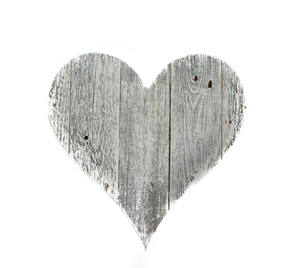 24" Whitewash Reclaimed Wood Heart Wall Decor-4