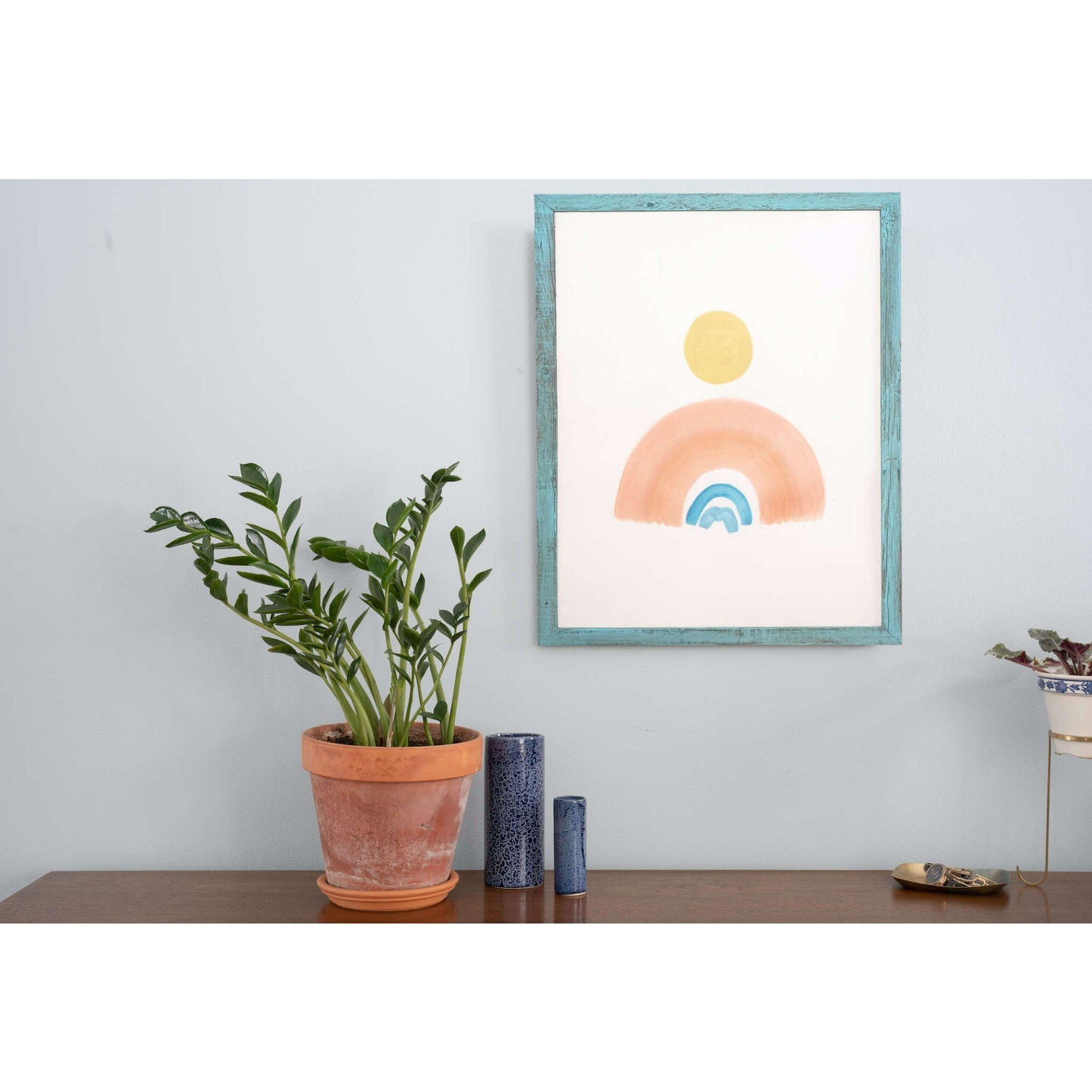 16" x 20" Blue Solid Wood Hanging Picture Frame-4