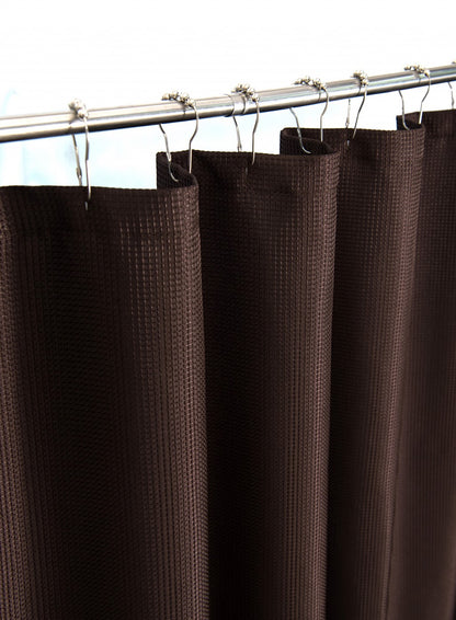 Luxurious Brown Waffle Weave Shower Curtain-1