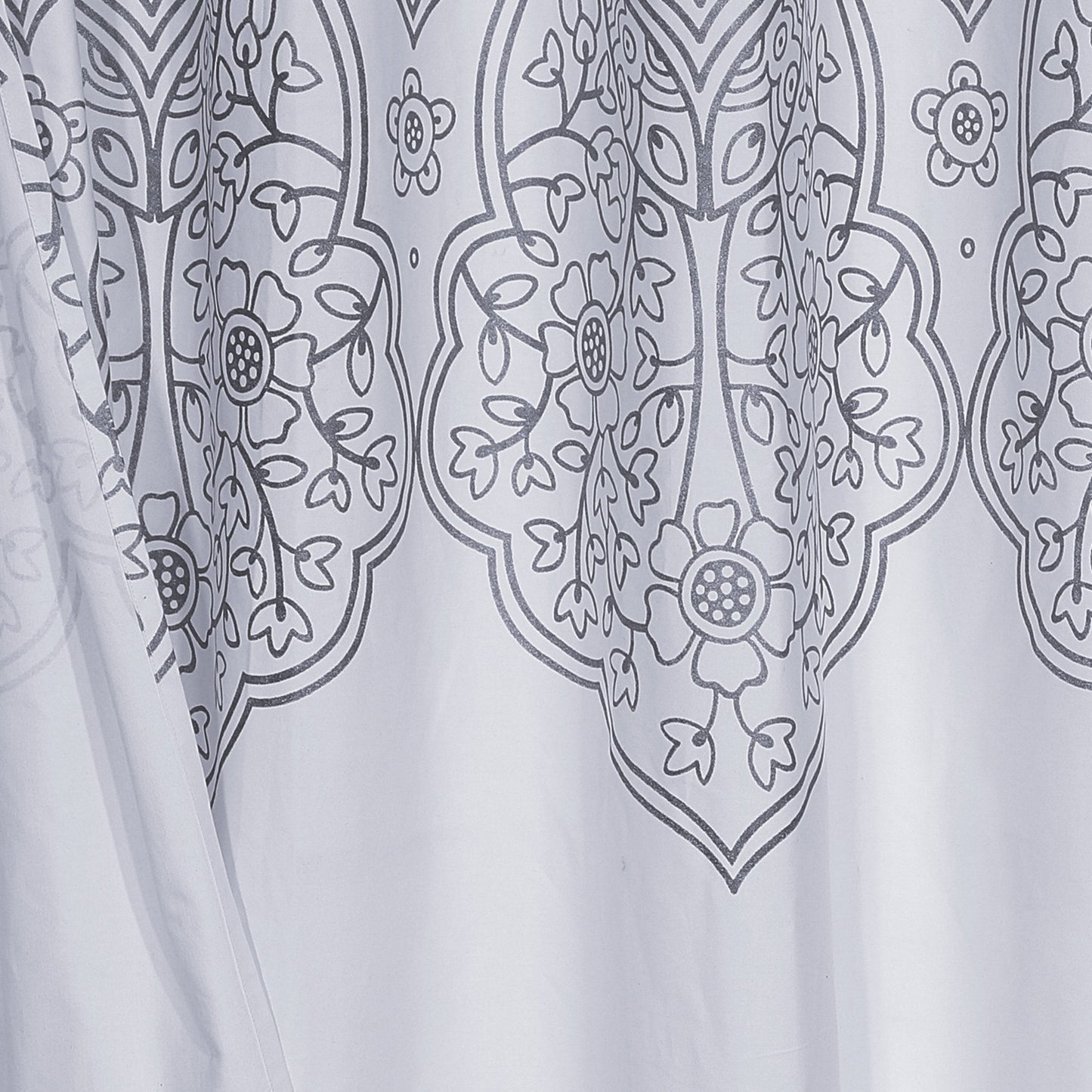 Silver Decorative Medallion Shower Curtain-1
