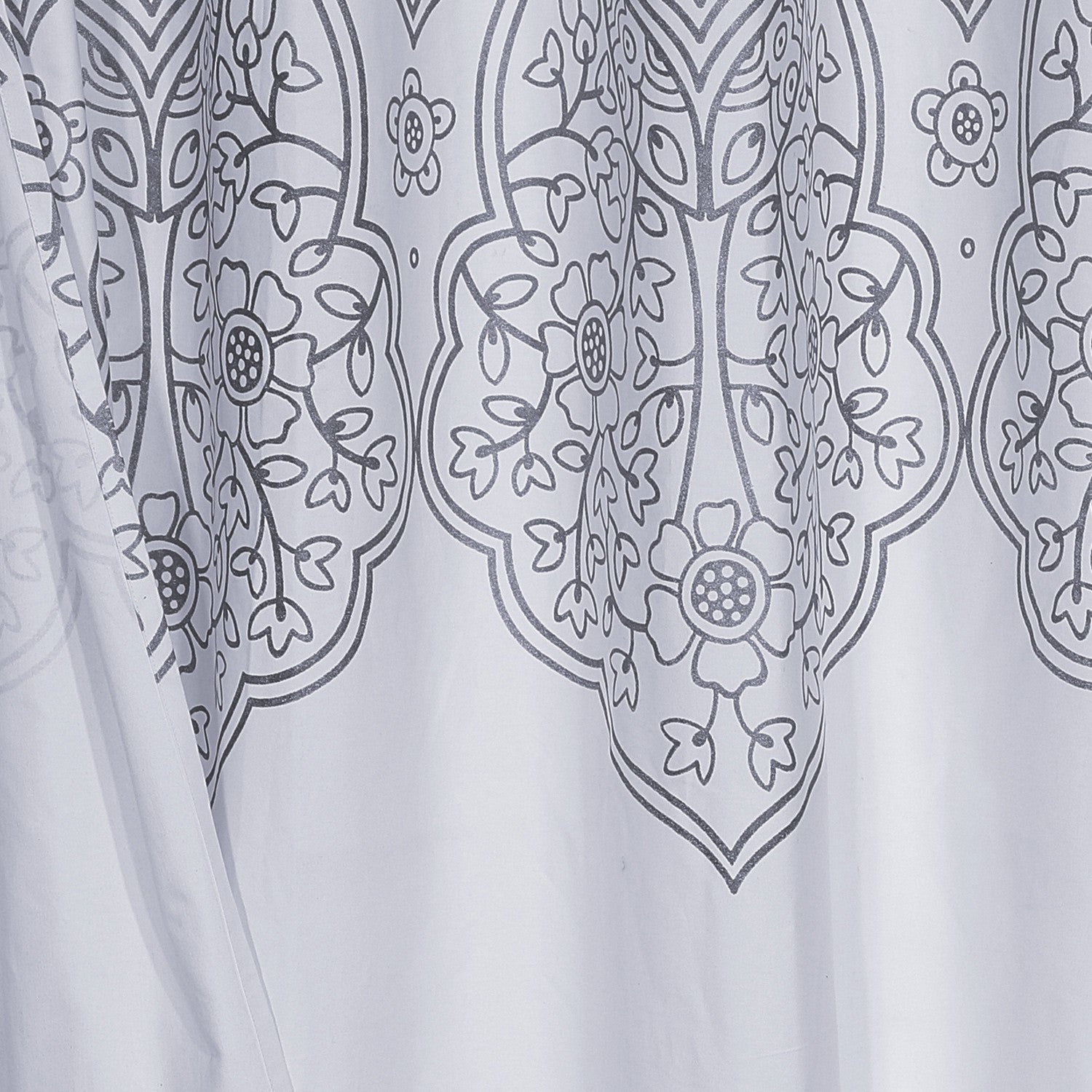 Silver Decorative Medallion Shower Curtain-1