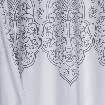 Silver Decorative Medallion Shower Curtain-1