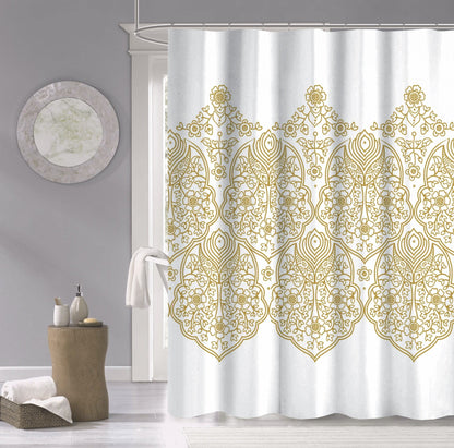 Gold Decorative Medallion Shower Curtain-0