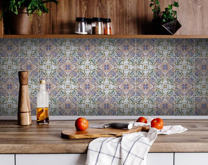 6" X 6" Muted Pastel Scroll Peel And Stick Tiles-2