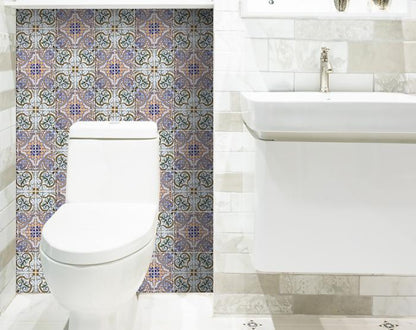 6" X 6" Muted Pastel Scroll Peel And Stick Tiles-6
