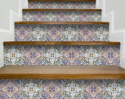 6" X 6" Muted Pastel Scroll Peel And Stick Tiles-1