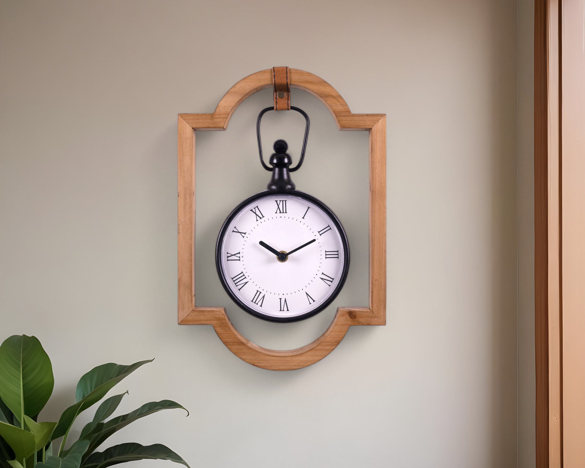 Wooden Frame Hanging Wall Clock-0
