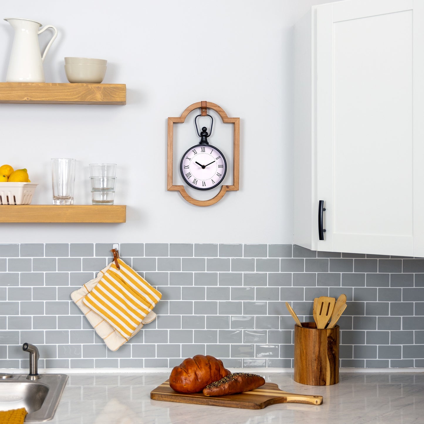 Wooden Frame Hanging Wall Clock-6