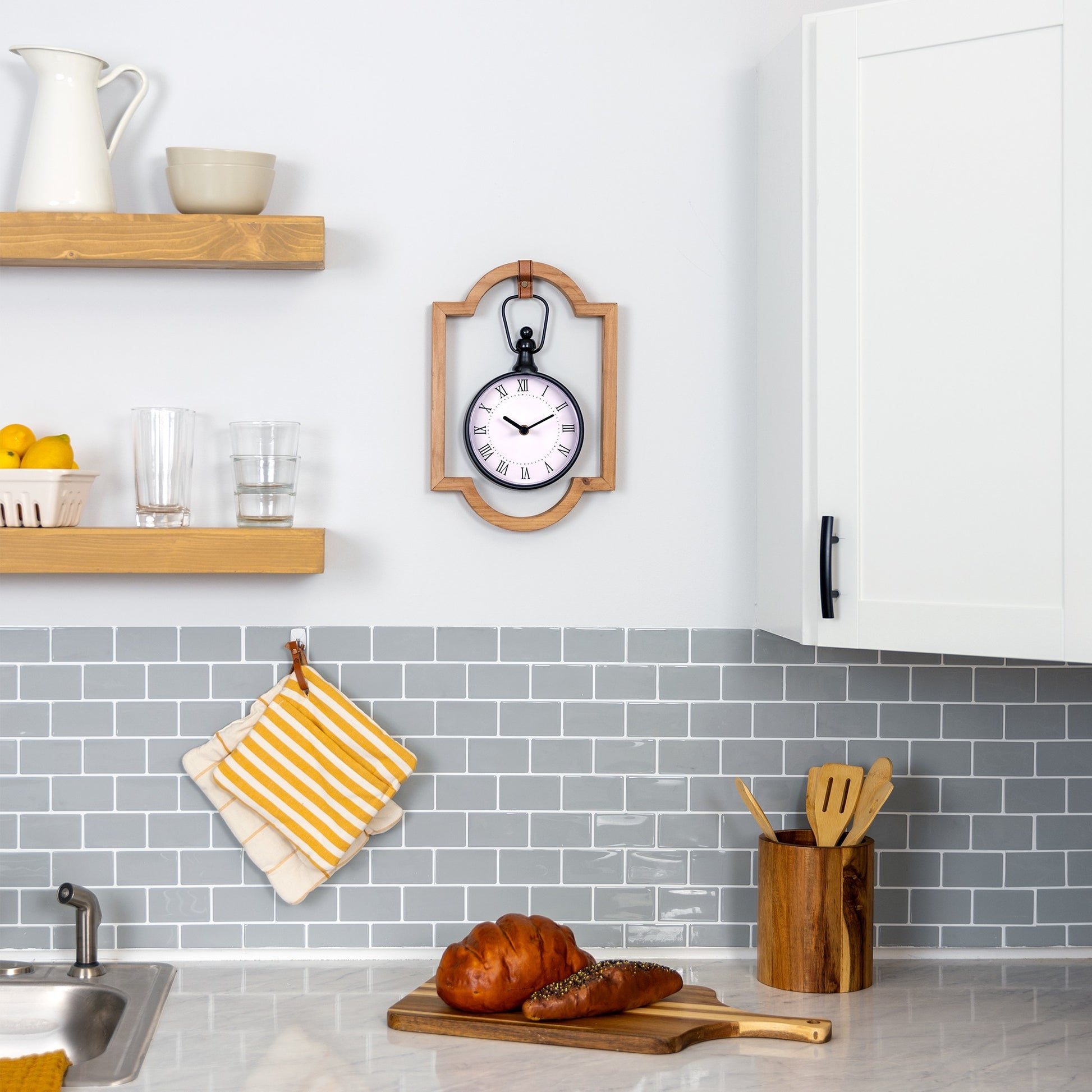 Wooden Frame Hanging Wall Clock-6