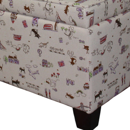 25" Tan Linen and Black Storage Ottoman-5