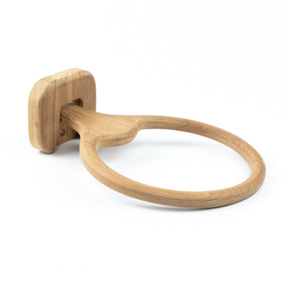 Natural Solid Teak Wood Wall Mount Towel Ring-4