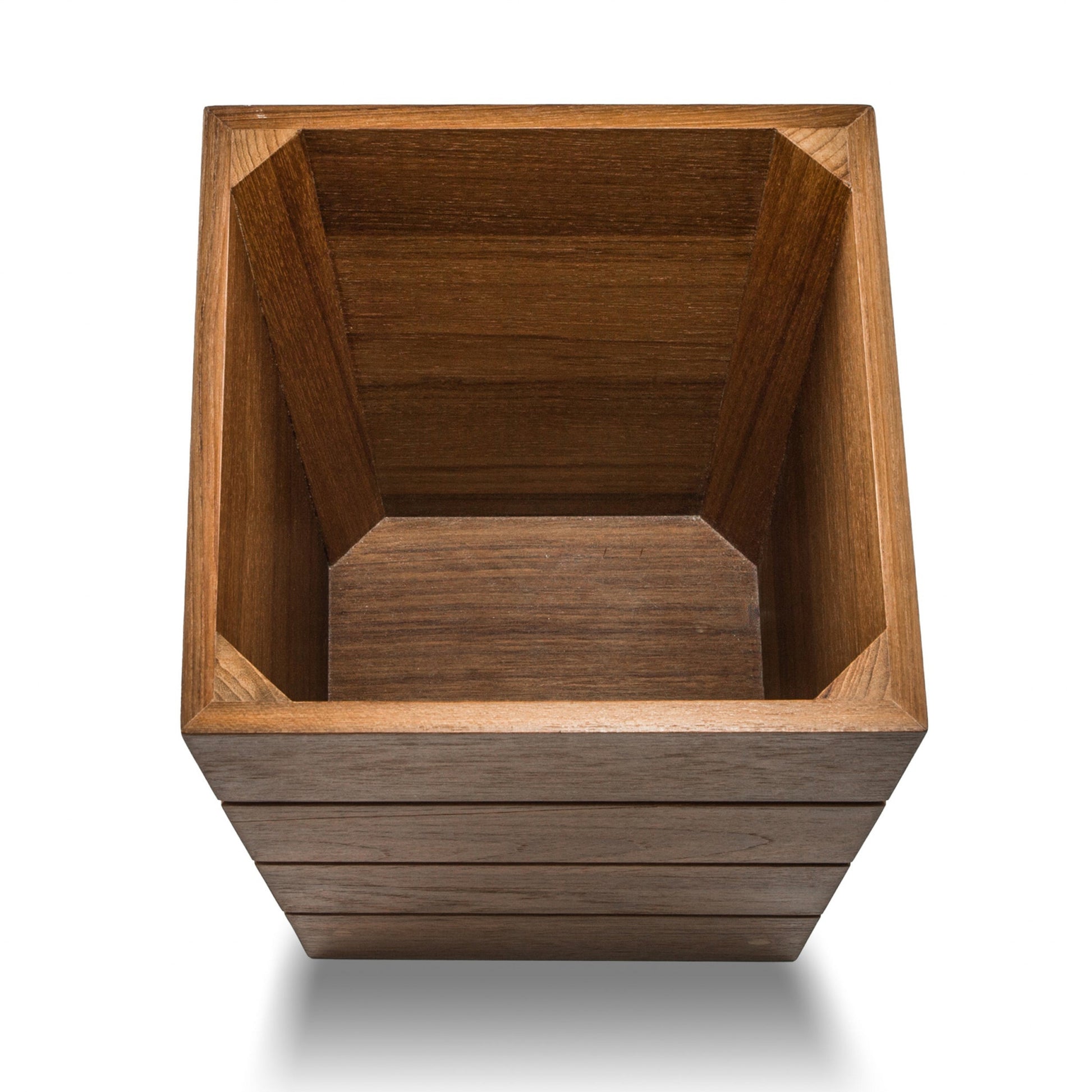 10" Traditional Solid Teak Small Waste Basket-2