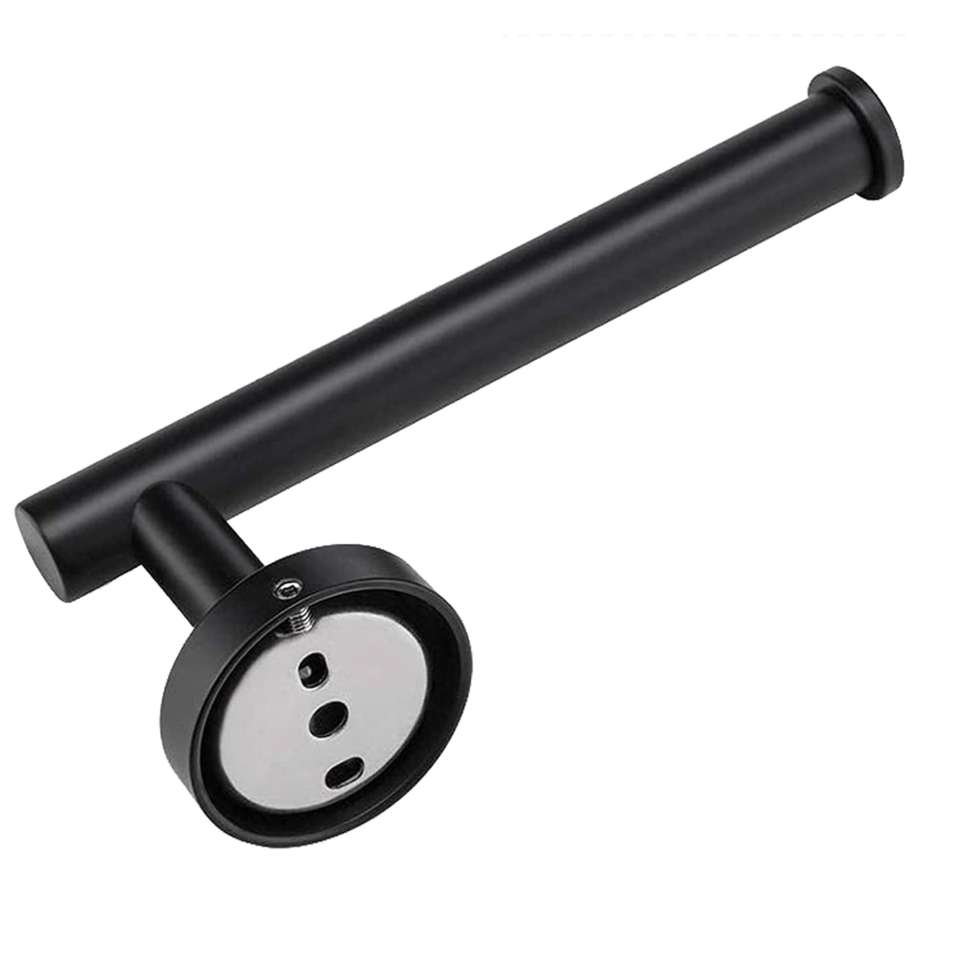 Set of Two Black Stainless Steel Wall Mount Towel Ring and Toilet Paper Holder-4