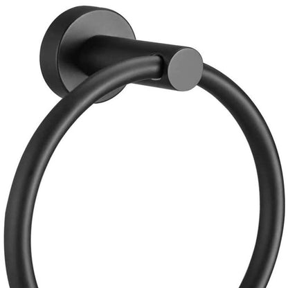 Set of Two Black Stainless Steel Wall Mount Towel Ring and Toilet Paper Holder-6
