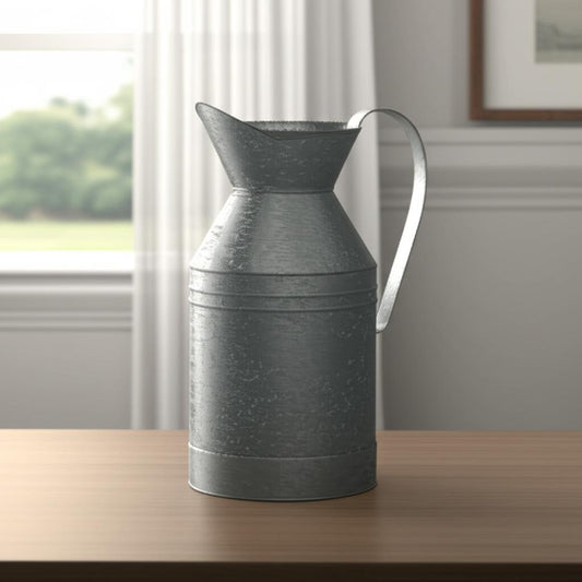 11" Gray Metal Jug Vase-0