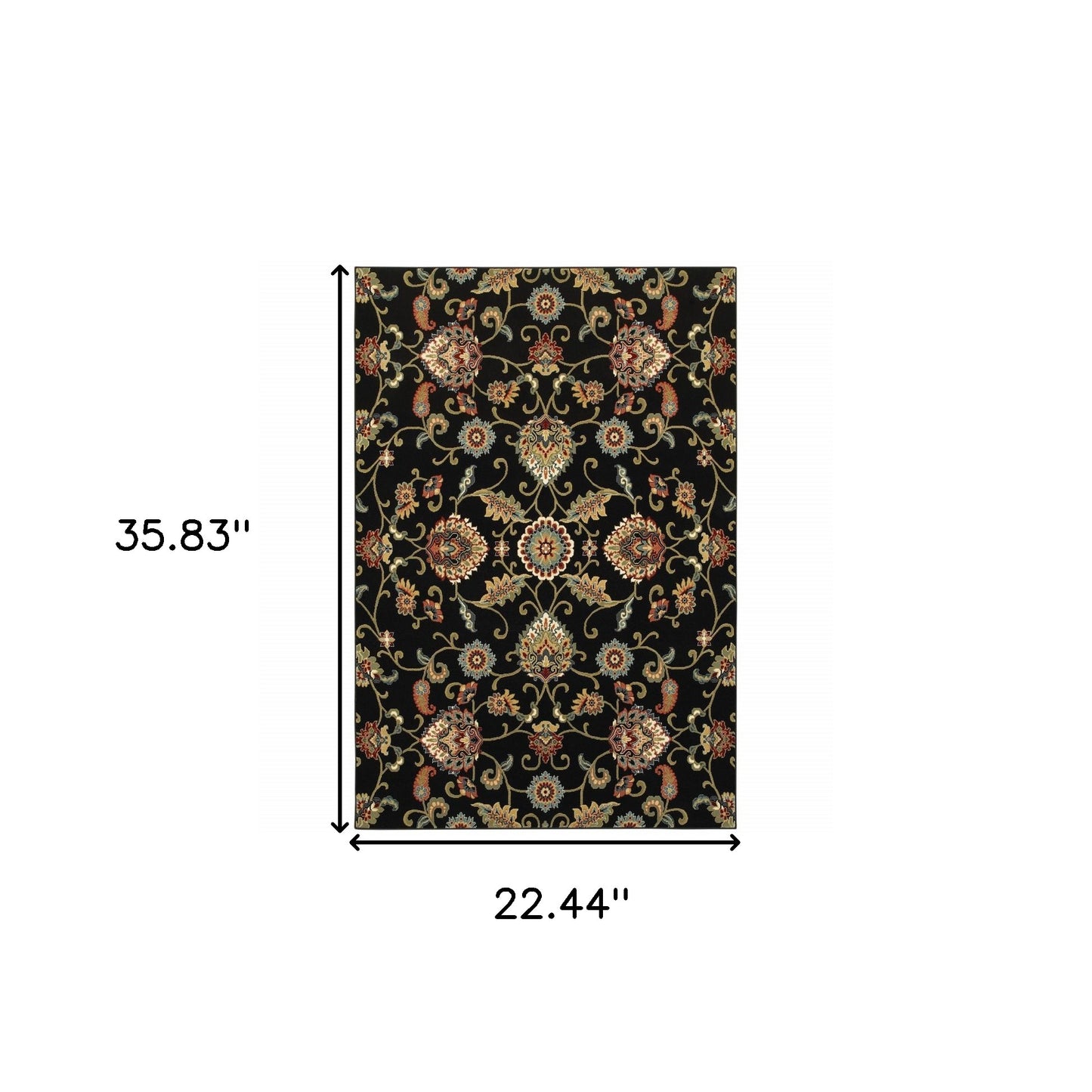 2' X 4' Green and Black Floral Power Loom Area Rug-2