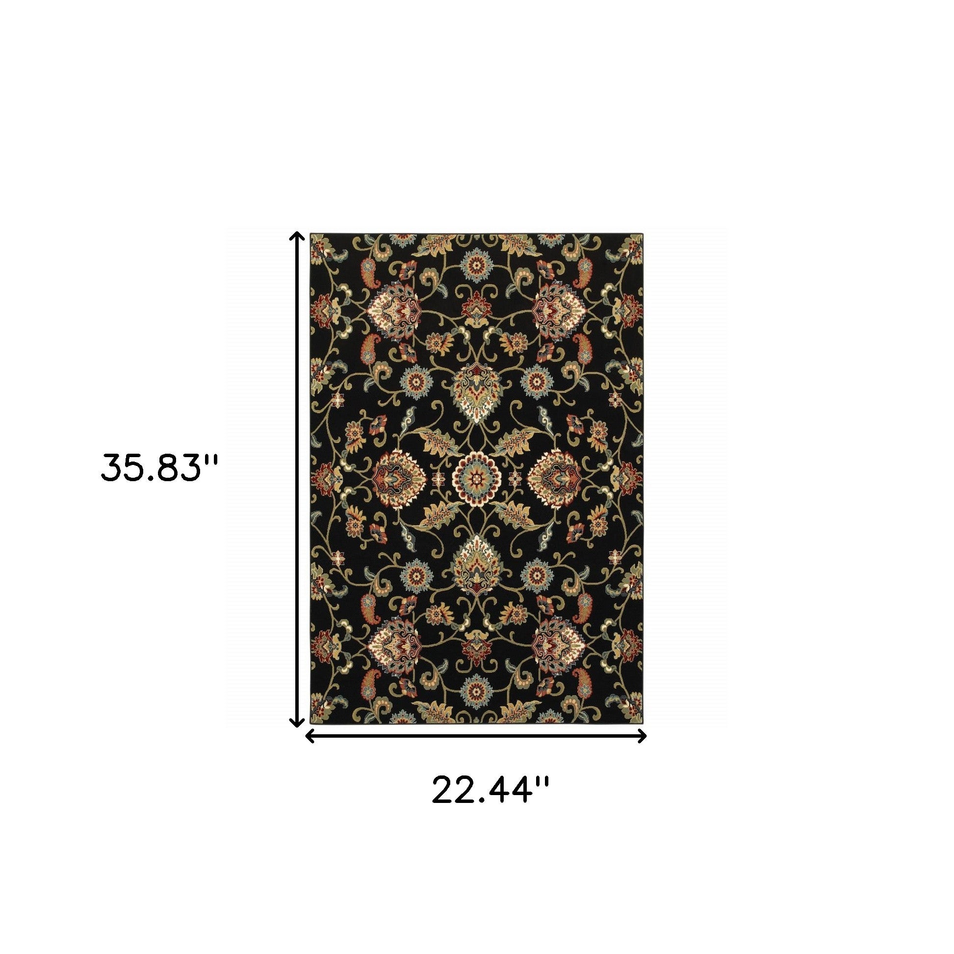 2' X 4' Green and Black Floral Power Loom Area Rug-2