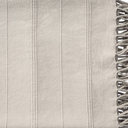 Beige Woven Cotton Striped Throw Blanket-7
