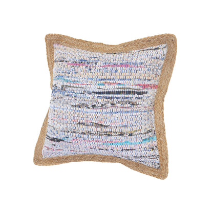 20" X 20" Tan Pastel Blue And Pastel Yellow 100% Cotton Geometric Zippered Pillow-3