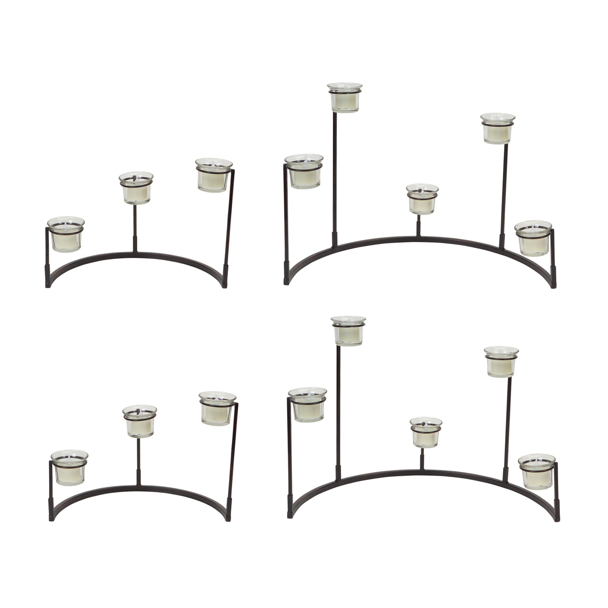Set of Four Black Metal Centerpiece Votive Candle Holders-1