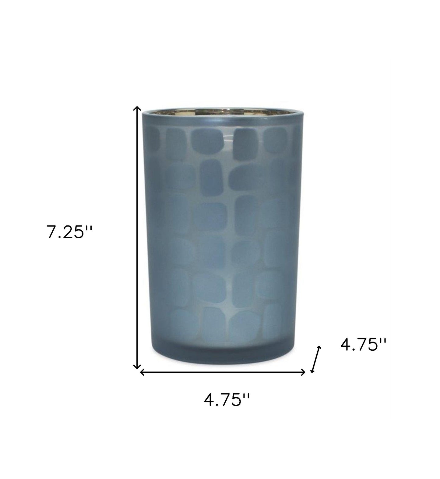 Set of Two Navy Blue Abstract Glass Tabletop Tealight Candle Holders-5