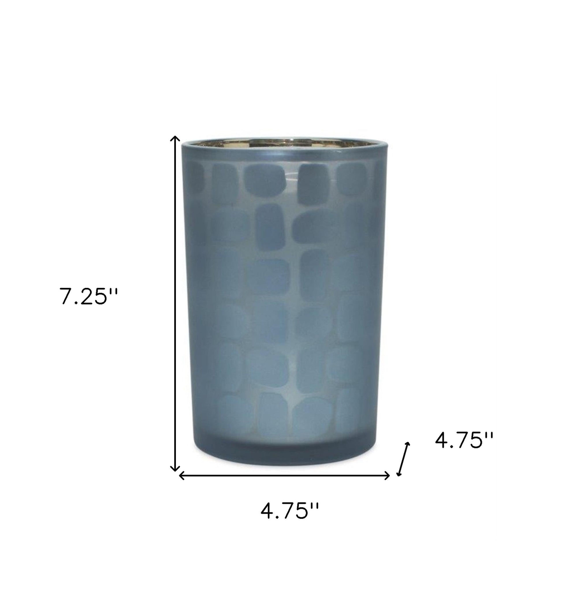 Set of Two Navy Blue Abstract Glass Tabletop Tealight Candle Holders-5