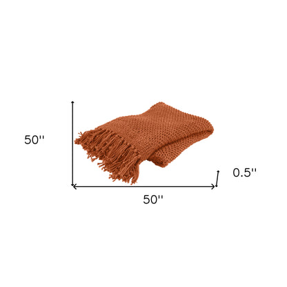 Orange Woven 100% Cotton Throw Blanket-3